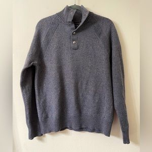 Banana Republic Blue Gray Merino Wool Quarter Snap Sweater